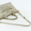 PRADA Handtas Leer 2way Grijs Goud Auth bs34637-8