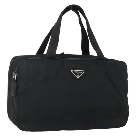 PRADA Hand Bag Nylon Black Silver Auth bs34638
