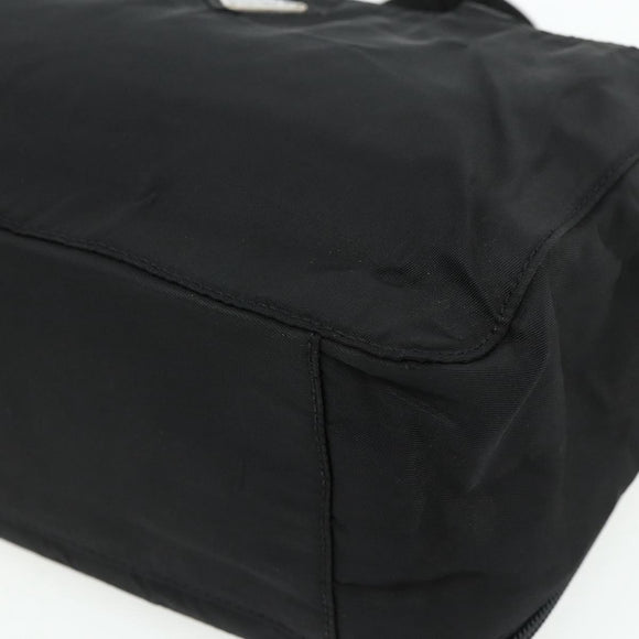 PRADA Hand Bag Nylon Black Silver Auth bs34638