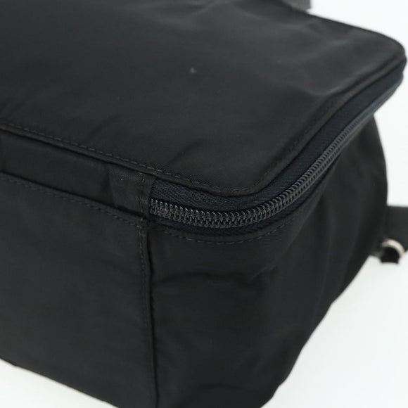 PRADA Hand Bag Nylon Black Silver Auth bs34638