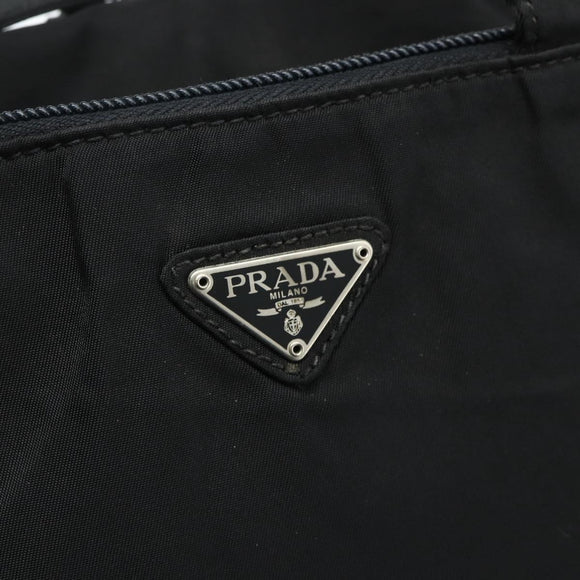 PRADA Hand Bag Nylon Black Silver Auth bs34638