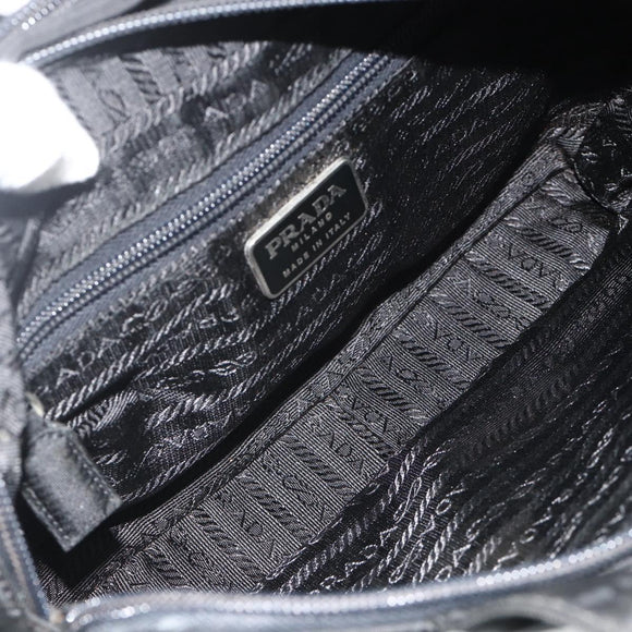 PRADA Hand Bag Nylon Black Silver Auth bs34638
