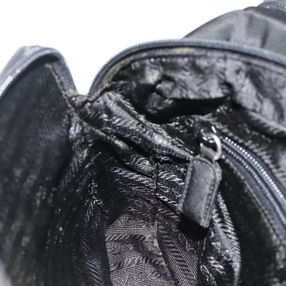 PRADA Hand Bag Nylon Black Silver Auth bs34638