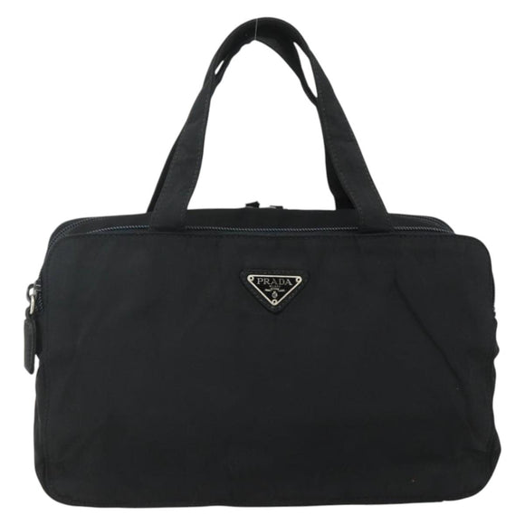 PRADA Hand Bag Nylon Black Silver Auth bs34638