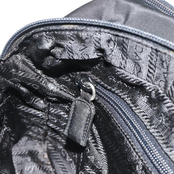 PRADA Hand Bag Nylon Black Silver Auth bs34638