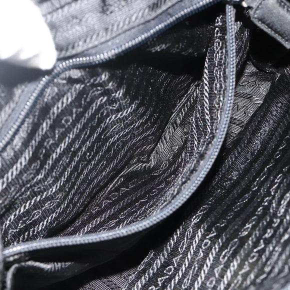 PRADA Hand Bag Nylon Black Silver Auth bs34638