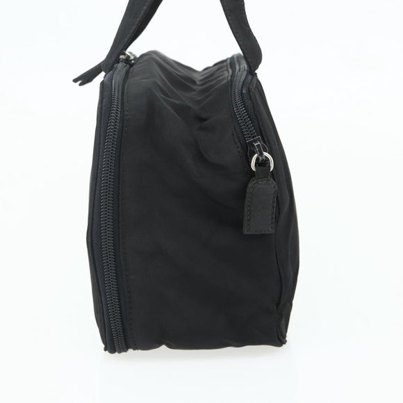PRADA Hand Bag Nylon Black Silver Auth bs34638