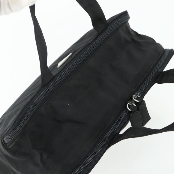 PRADA Hand Bag Nylon Black Silver Auth bs34638