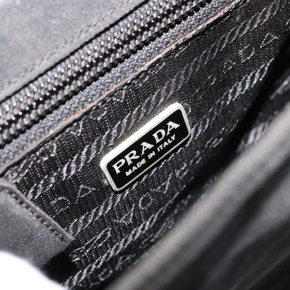 PRADA Shoulder Bag Nylon Black Silver Auth bs34639