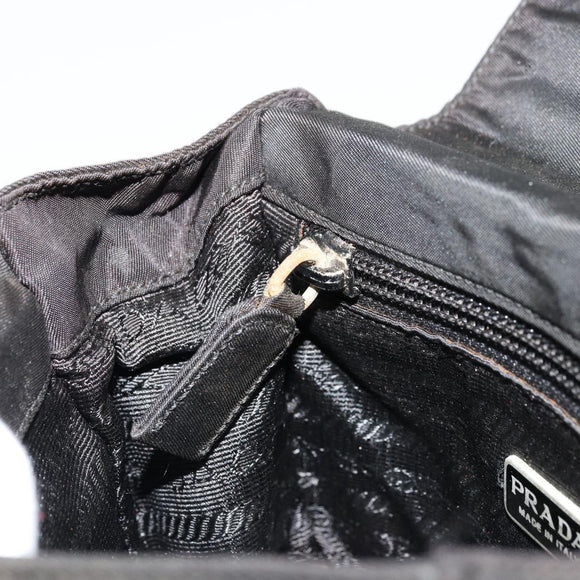 PRADA Shoulder Bag Nylon Black Silver Auth bs34639