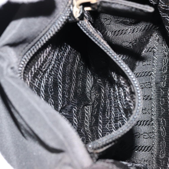 PRADA Shoulder Bag Nylon Black Silver Auth bs34639