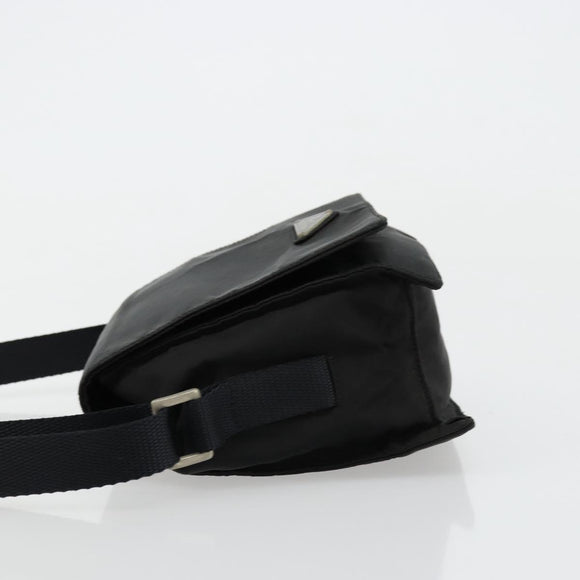PRADA Shoulder Bag Nylon Black Silver Auth bs34639