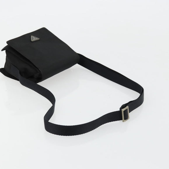 PRADA Shoulder Bag Nylon Black Silver Auth bs34639