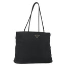 PRADA Tote Bag Nylon Black Silver Auth bs34641-1
