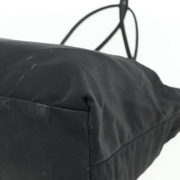 PRADA Tote Bag Nylon Black Silver Auth bs34641