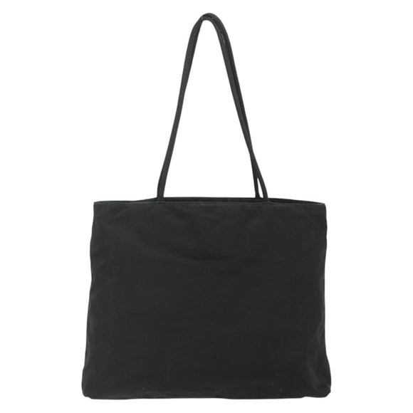 PRADA Tote Bag Nylon Black Silver Auth bs34641