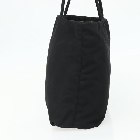 PRADA Tote Bag Nylon Black Silver Auth bs34641