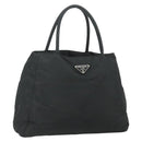 PRADA Hand Bag Nylon Black Silver Auth bs34642-1