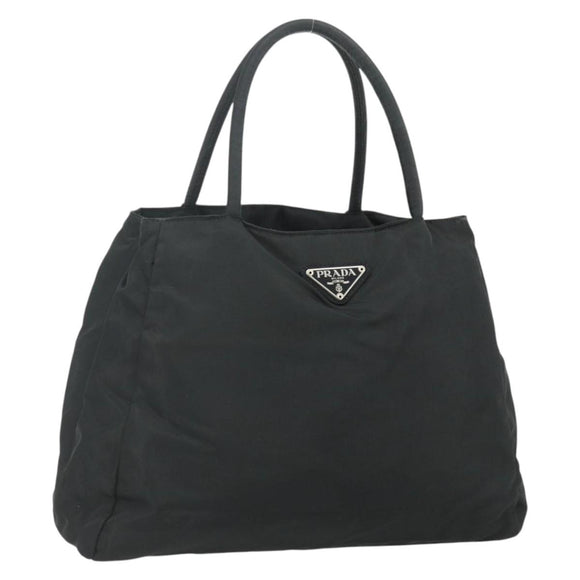 PRADA Hand Bag Nylon Black Silver Auth bs34642