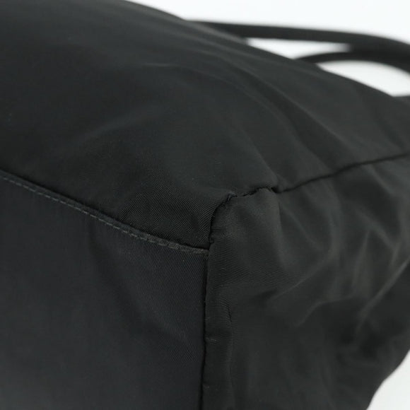 PRADA Hand Bag Nylon Black Silver Auth bs34642