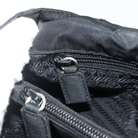 PRADA Hand Bag Nylon Black Silver Auth bs34642