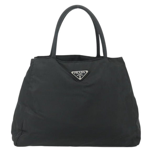 PRADA Hand Bag Nylon Black Silver Auth bs34642