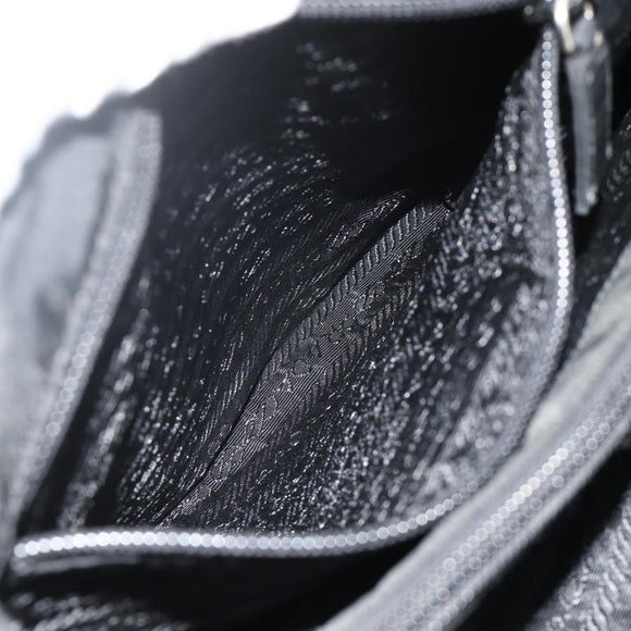 PRADA Hand Bag Nylon Black Silver Auth bs34642