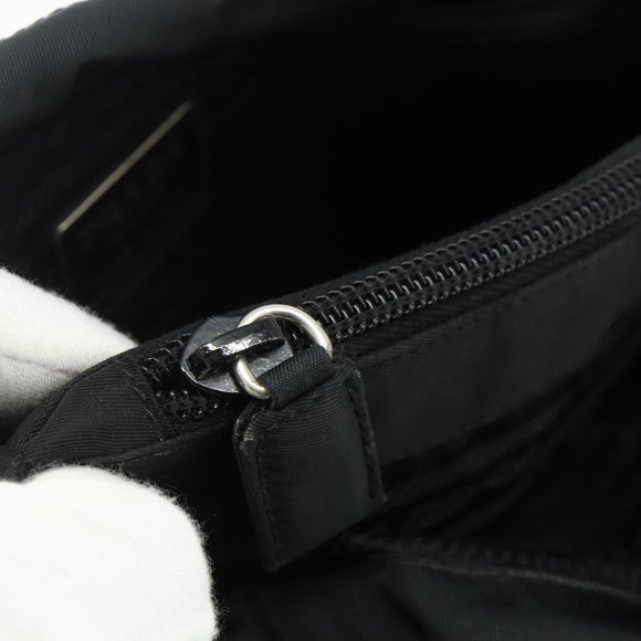 PRADA Hand Bag Nylon Black Silver Auth bs34642
