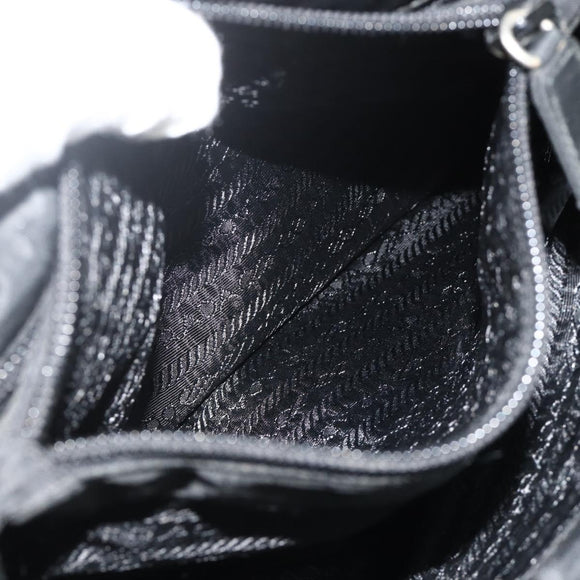 PRADA Hand Bag Nylon Black Silver Auth bs34642