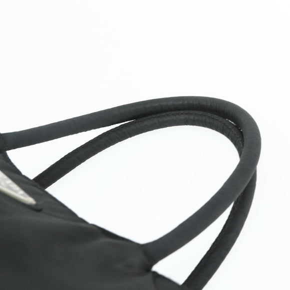 PRADA Hand Bag Nylon Black Silver Auth bs34642