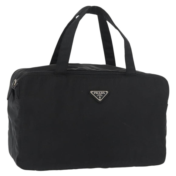 PRADA Hand Bag Nylon Black Silver Auth bs34643A