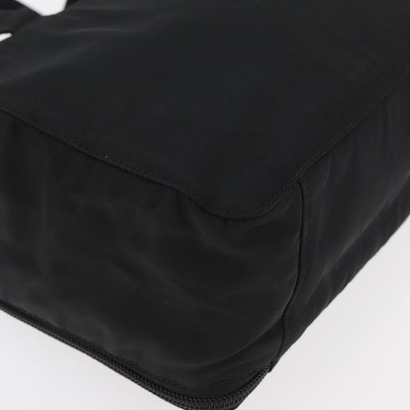 PRADA Hand Bag Nylon Black Silver Auth bs34643A