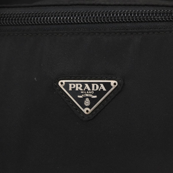 PRADA Hand Bag Nylon Black Silver Auth bs34643A