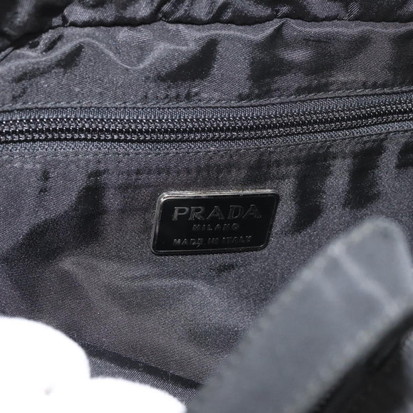 PRADA Hand Bag Nylon Black Silver Auth bs34643A