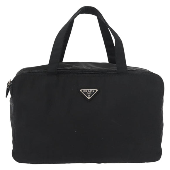 PRADA Hand Bag Nylon Black Silver Auth bs34643A