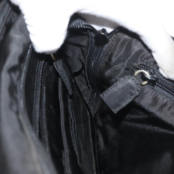 PRADA Hand Bag Nylon Black Silver Auth bs34643A