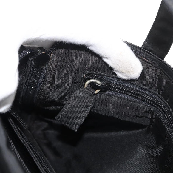 PRADA Hand Bag Nylon Black Silver Auth bs34643A