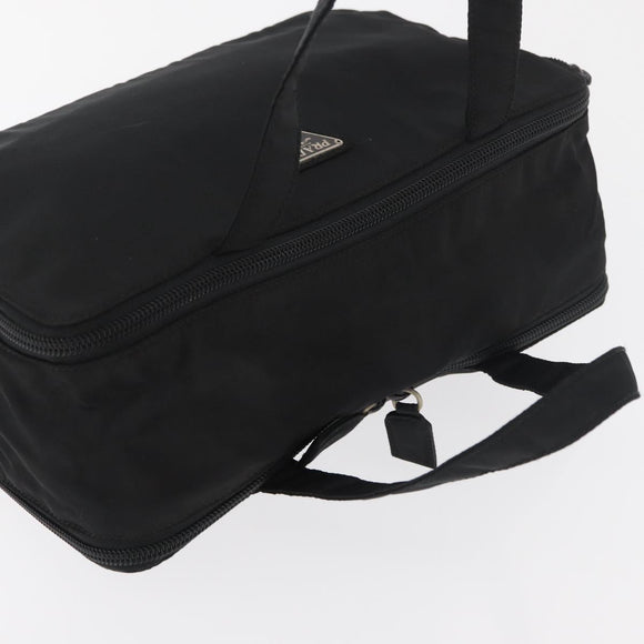 PRADA Hand Bag Nylon Black Silver Auth bs34643A