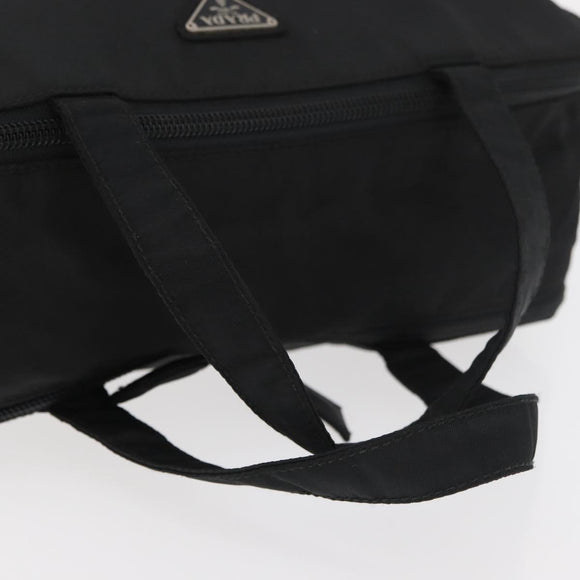 PRADA Hand Bag Nylon Black Silver Auth bs34643A