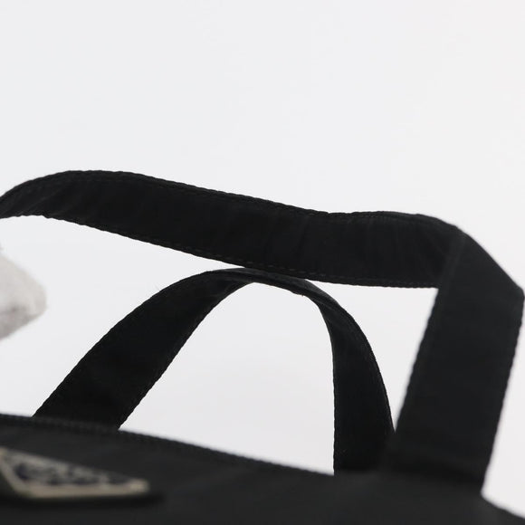 PRADA Hand Bag Nylon Black Silver Auth bs34643A