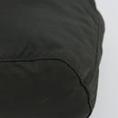 PRADA Drawstring Pouch Nylon Khaki Silver Auth bs34644-10