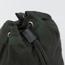 PRADA Drawstring Pouch Nylon Khaki Silver Auth bs34644-12