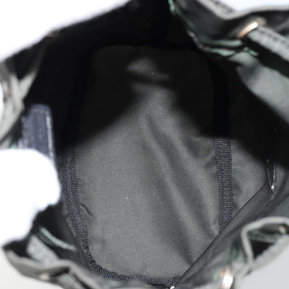 PRADA Drawstring Pouch Nylon Khaki Silver Auth bs34644