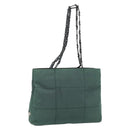 PRADA Chain Tote Bag Nylon Green Silver Auth bs34645-1