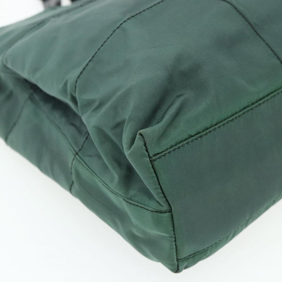 PRADA Chain Tote Bag Nylon Green Silver Auth bs34645