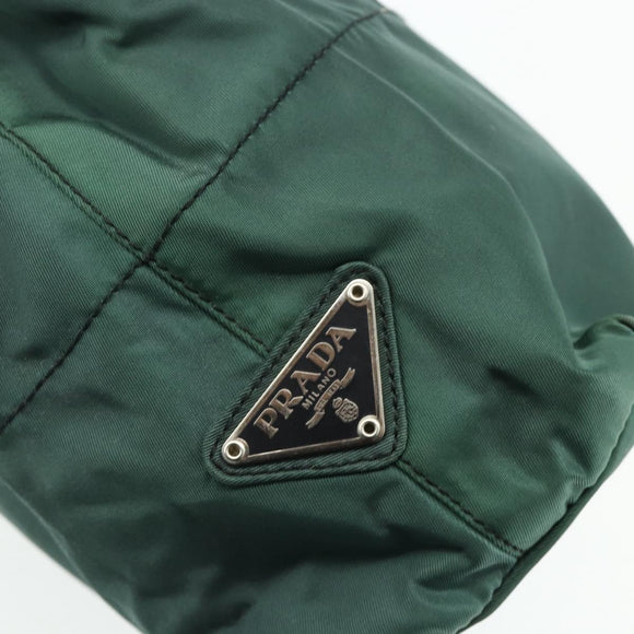 PRADA Chain Tote Bag Nylon Green Silver Auth bs34645