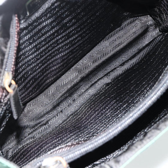 PRADA Chain Tote Bag Nylon Green Silver Auth bs34645