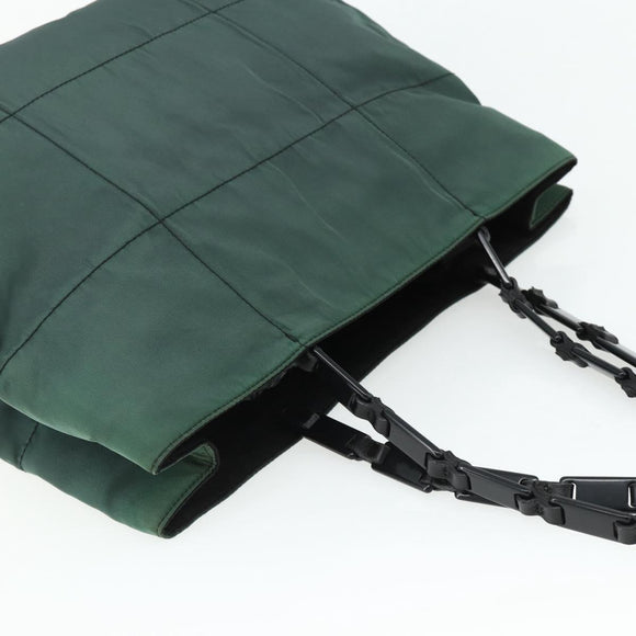PRADA Chain Tote Bag Nylon Green Silver Auth bs34645