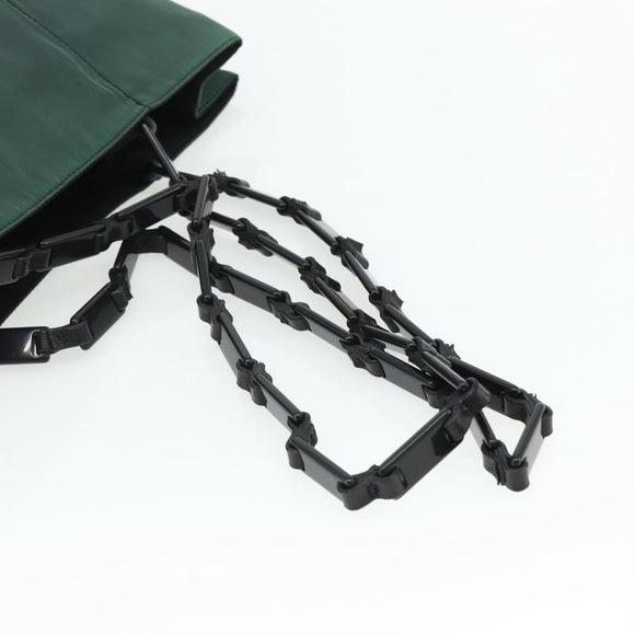 PRADA Chain Tote Bag Nylon Green Silver Auth bs34645