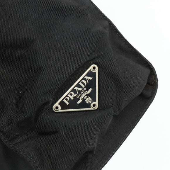 PRADA Tote Bag Nylon Black Silver Auth bs34646
